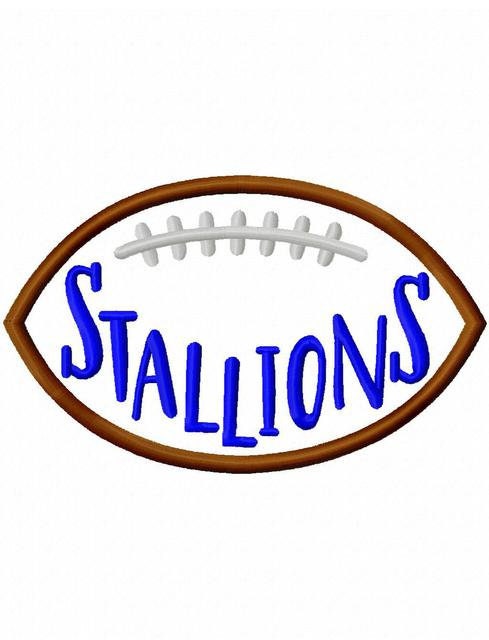 Stallions Football appliqué machine embroidery design