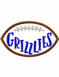 Grizzlies Football appliqué machine embroidery design