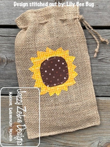Sunflower bean stitch raggedy edge applique machine embroidery design