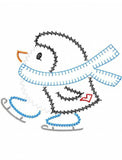 Ice Skating Penguin vintage stitch machine embroidery design