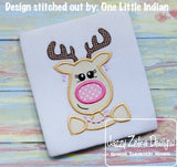 Christmas Reindeer girl wearing jewelry applique machine embroidery design
