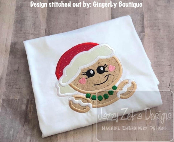 Gingerbread girl applique machine embroidery design