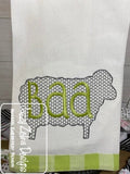 Sheep silhouette with baa word motif filled machine embroidery design