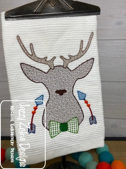 Fall Deer Buck motif filled machine embroidery design