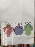 3 Christmas ornaments trio sketch machine embroidery design