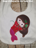 Christmas Mermaid with gift applique machine embroidery design