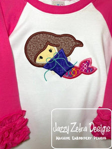 Mermaid with gift Appliqué Machine Embroidery Design