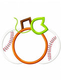 Baseball Pumpkin monogram frame applique machine embroidery design