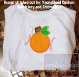 Baseball Pumpkin monogram frame applique machine embroidery design
