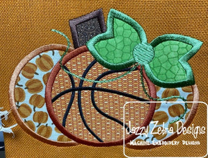 Basketball Pumpkin girl Applique machine embroidery design