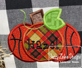 Basketball Pumpkin monogram frame applique machine embroidery design