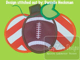 Football Pumpkin applique machine embroidery design