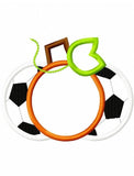 Soccer Pumpkin monogram frame applique machine embroidery design
