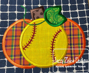 Softball Pumpkin applique machine embroidery design
