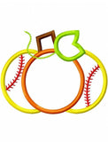 Softball Pumpkin monogram frame applique machine embroidery design