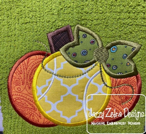 Tennis Pumpkin girl applique machine embroidery design