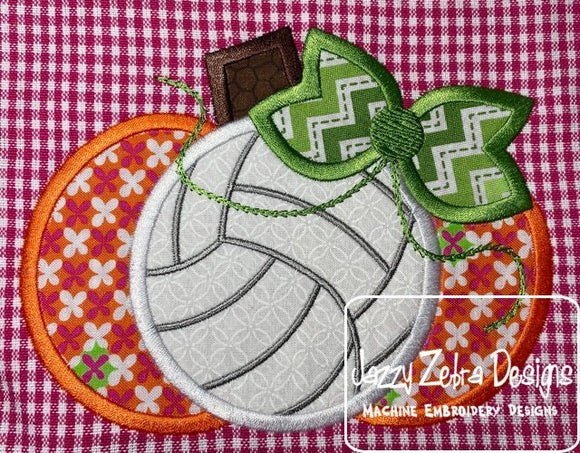 Volleyball Pumpkin girl Applique machine embroidery design