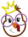 Turkey with crown and glasses Applique Machine Embroidery Design