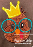 Turkey with crown and glasses Applique Machine Embroidery Design