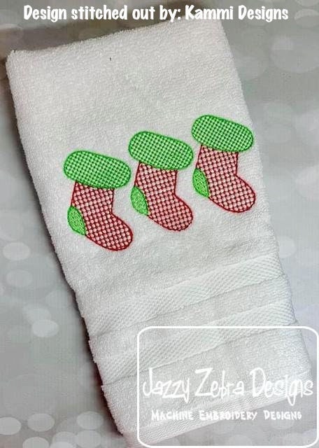 Christmas Stockings trio motif filled machine embroidery design