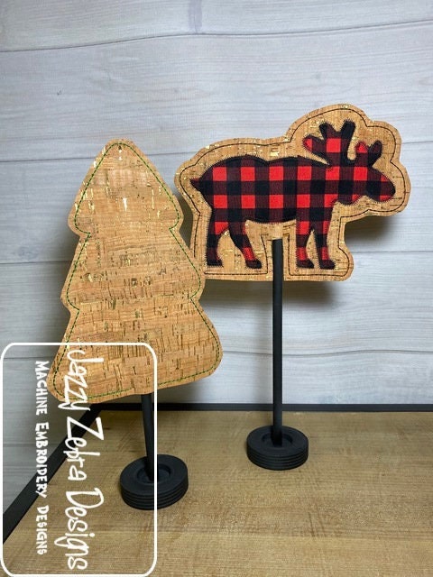 Woodland Moose silhouette In The Hoop stick machine embroidery design