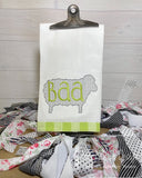 Sheep silhouette with baa word motif filled machine embroidery design