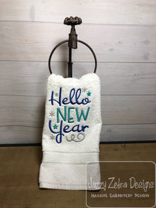 Hello New Year saying New Year's machine embroidery design