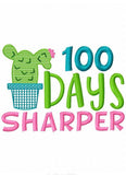 100 days sharper saying cactus machine embroidery design