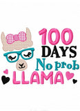 100 days no prob llama saying machine embroidery design