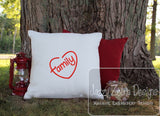 Family heart satin stitch machine embroidery design