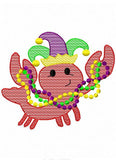 Mardi Gras Crawfish/crayfish/mudbug/crawdaddy sketch machine embroidery design