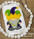 Mardi Gras gnome boy applique machine embroidery design