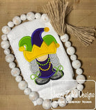 Mardi Gras gnome girl applique machine embroidery design