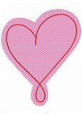 Loopy heart sketch machine embroidery design
