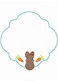 Bunny with carrots frame sketch machine embroidery design