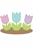 Tulips motif filled machine embroidery design