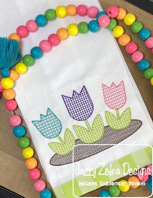 Tulips motif filled machine embroidery design