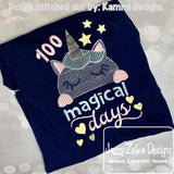 100 magical days saying unicorn 100 days of school  machine embroidery design