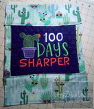 100 days sharper saying cactus machine embroidery design