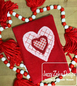 Chenille it tape 2 hearts applique machine embroidery design