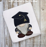 Graduation gnome boy applique machine embroidery design