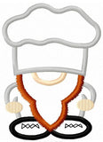 Chef gnome boy applique machine embroidery design