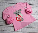 Puppy with heart Valentine Applique machine embroidery design