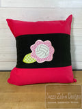 Volleyball flower applique machine embroidery design