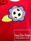 Soccer flower applique machine embroidery design