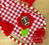 Football flower applique machine embroidery design