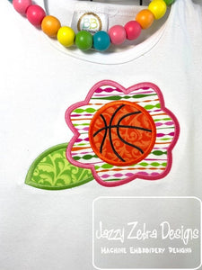 Basketball flower applique machine embroidery design