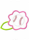 Baseball flower applique machine embroidery design