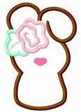 Easter bunny with flower applique machine embroidery design