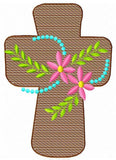 Cross with flowers sketch machine embroidery design